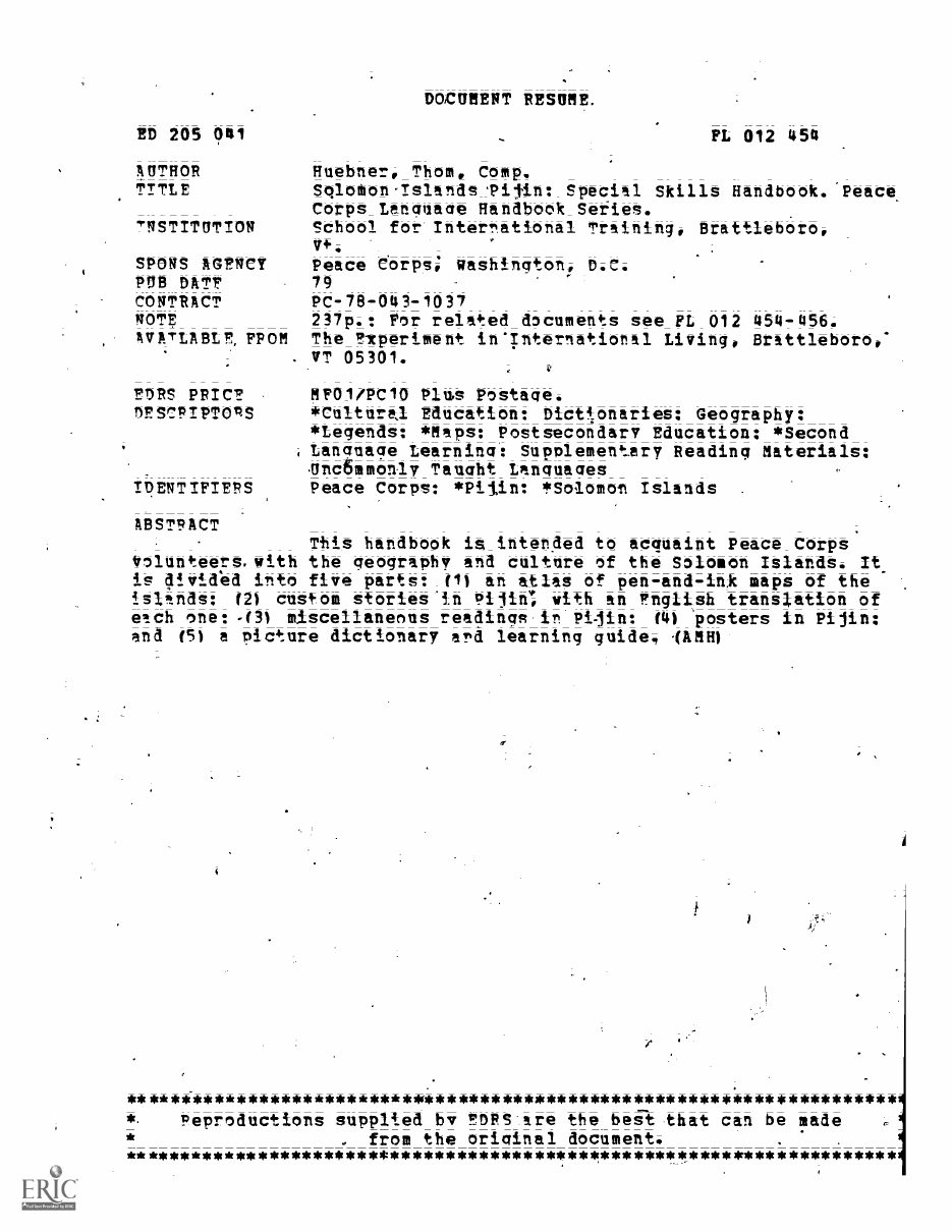 Scanned page 1 of Solomon Islands Pijin: Special Skills Handbook